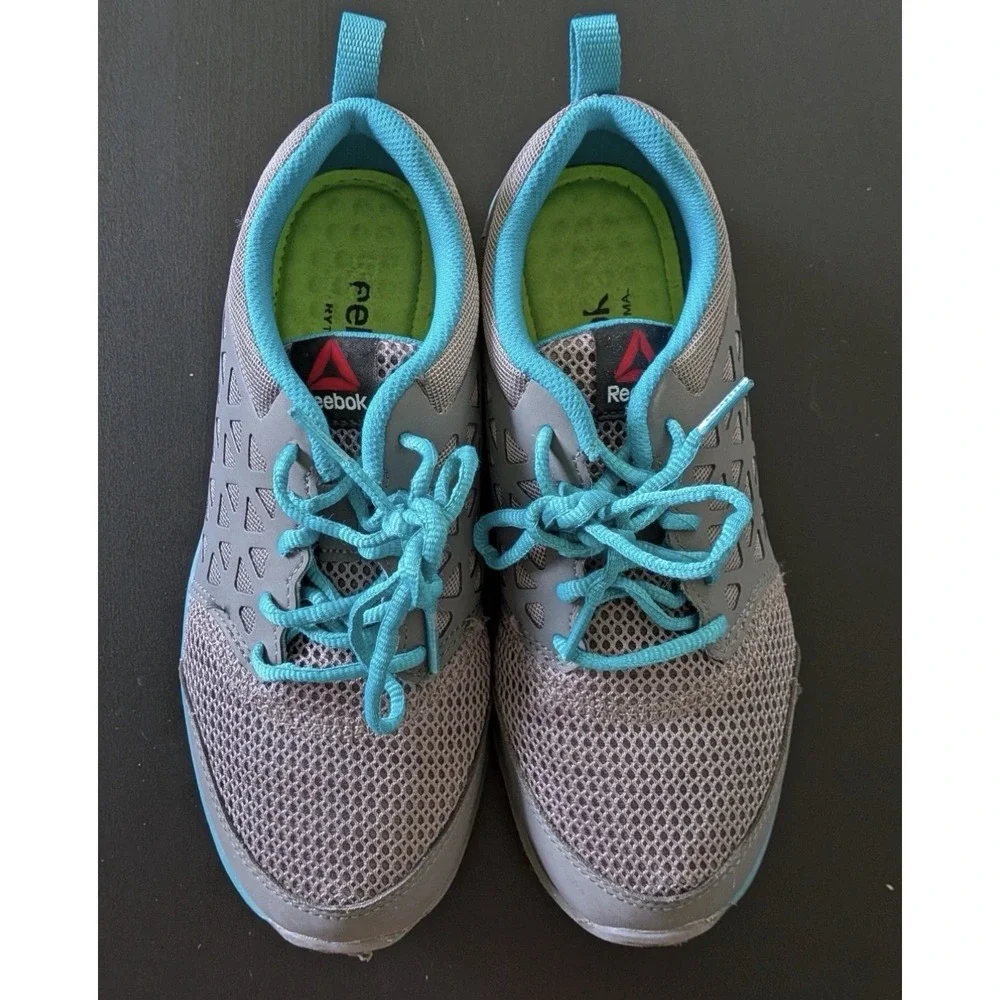 Reebok work sublite cushion comp‎ toe Sneakers Shoes Gray Teal Size 9 Women's